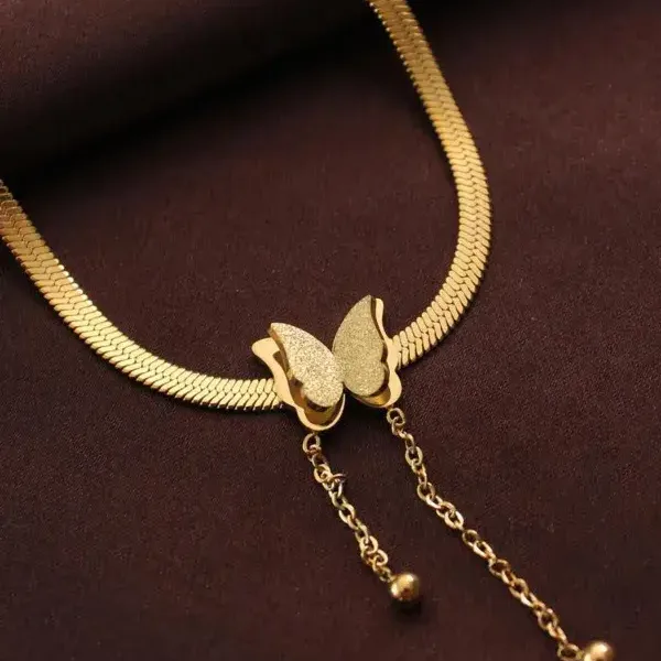 Butterfly Charm Choker Necklace