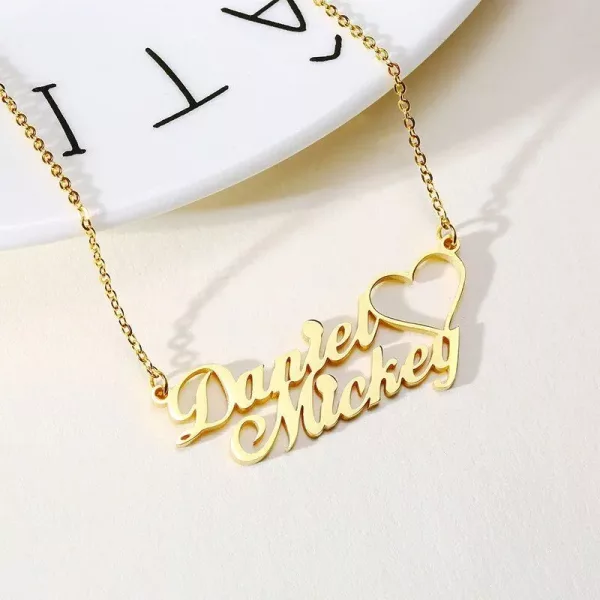 Duo heart name necklace