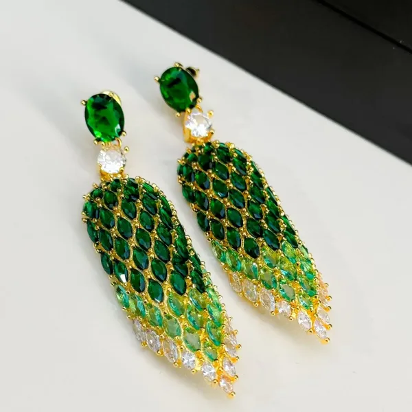 Marquise Cut Green Dangle Earrings