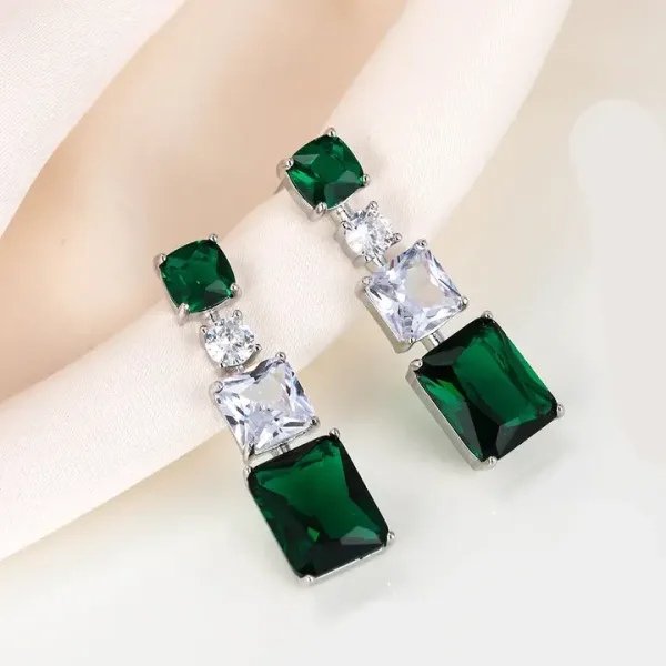 Rectaangle Emerald dangle earrings