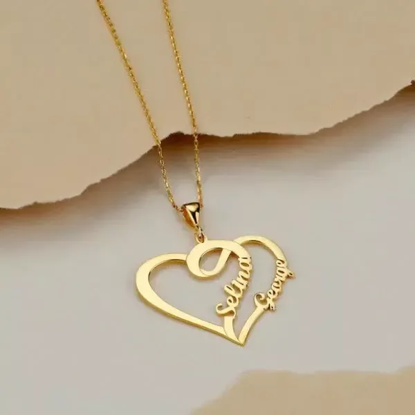 couple heart necklce