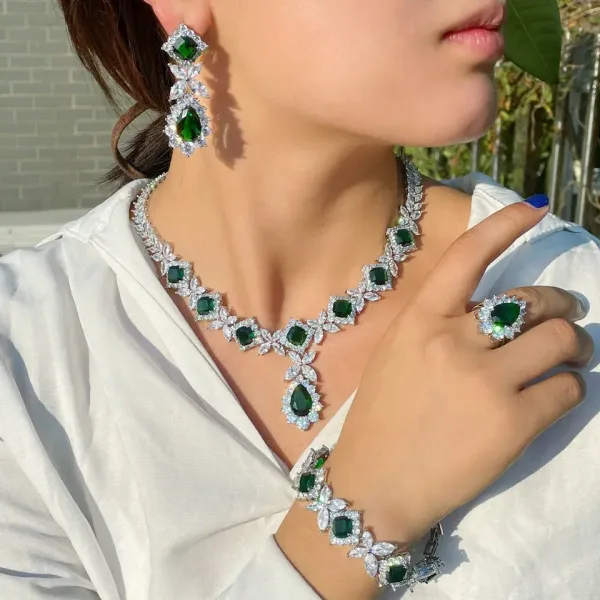 green cubic set zircon