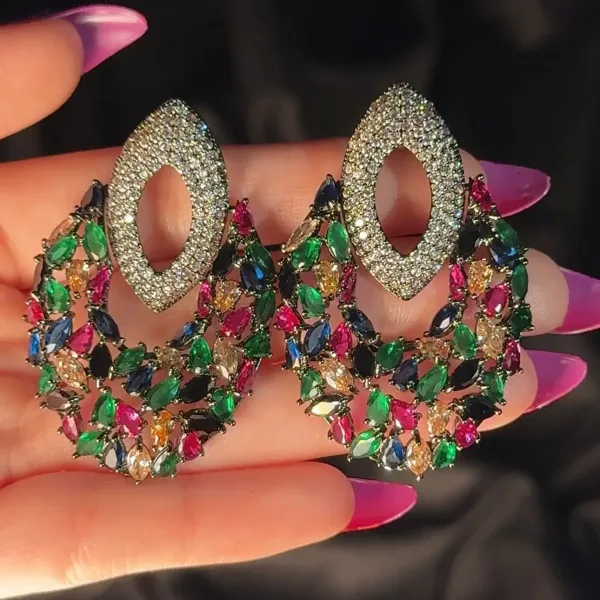 multi color Ziconia Drop Earrings